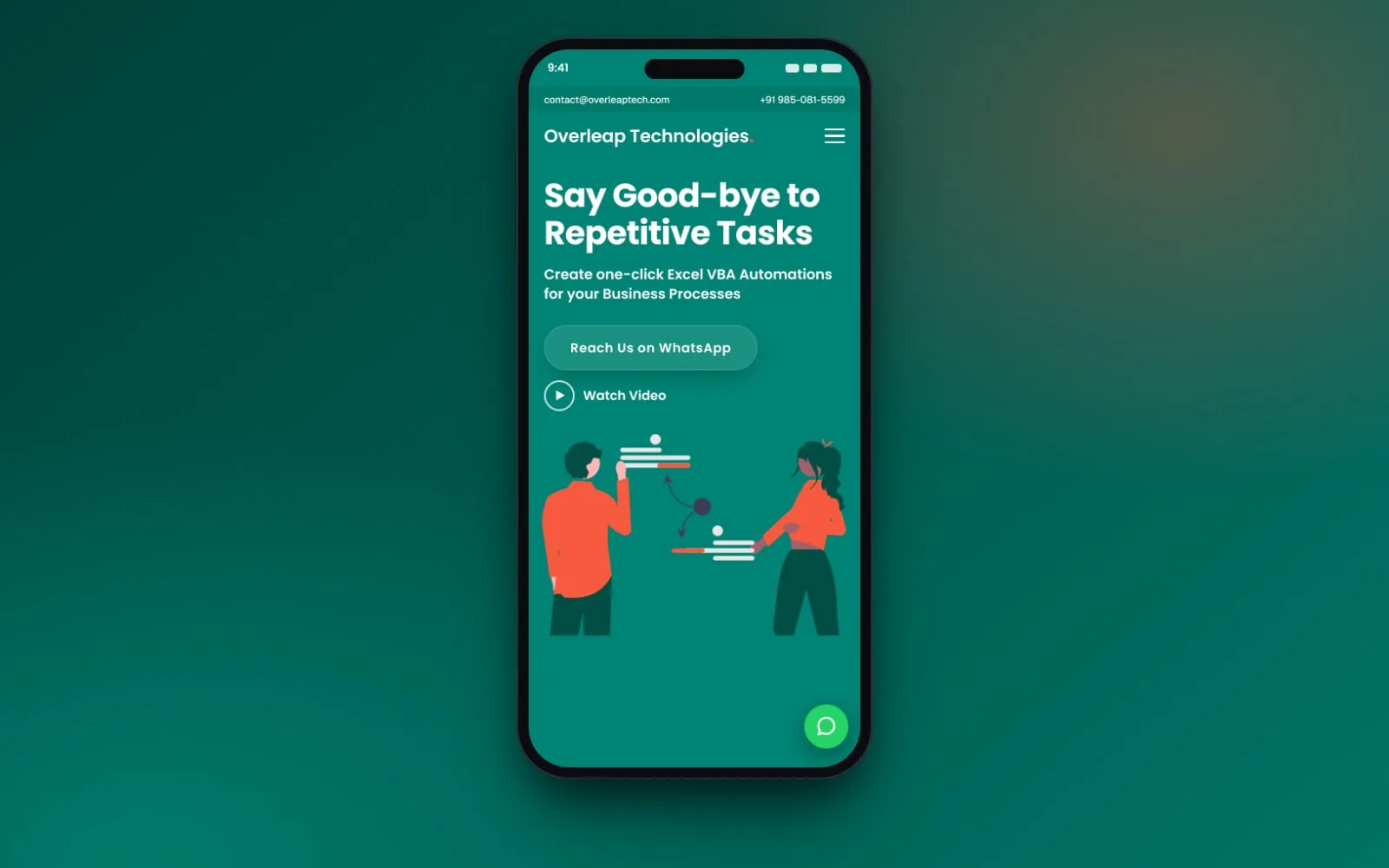 Overleap Technologies on a phone showing the home screen