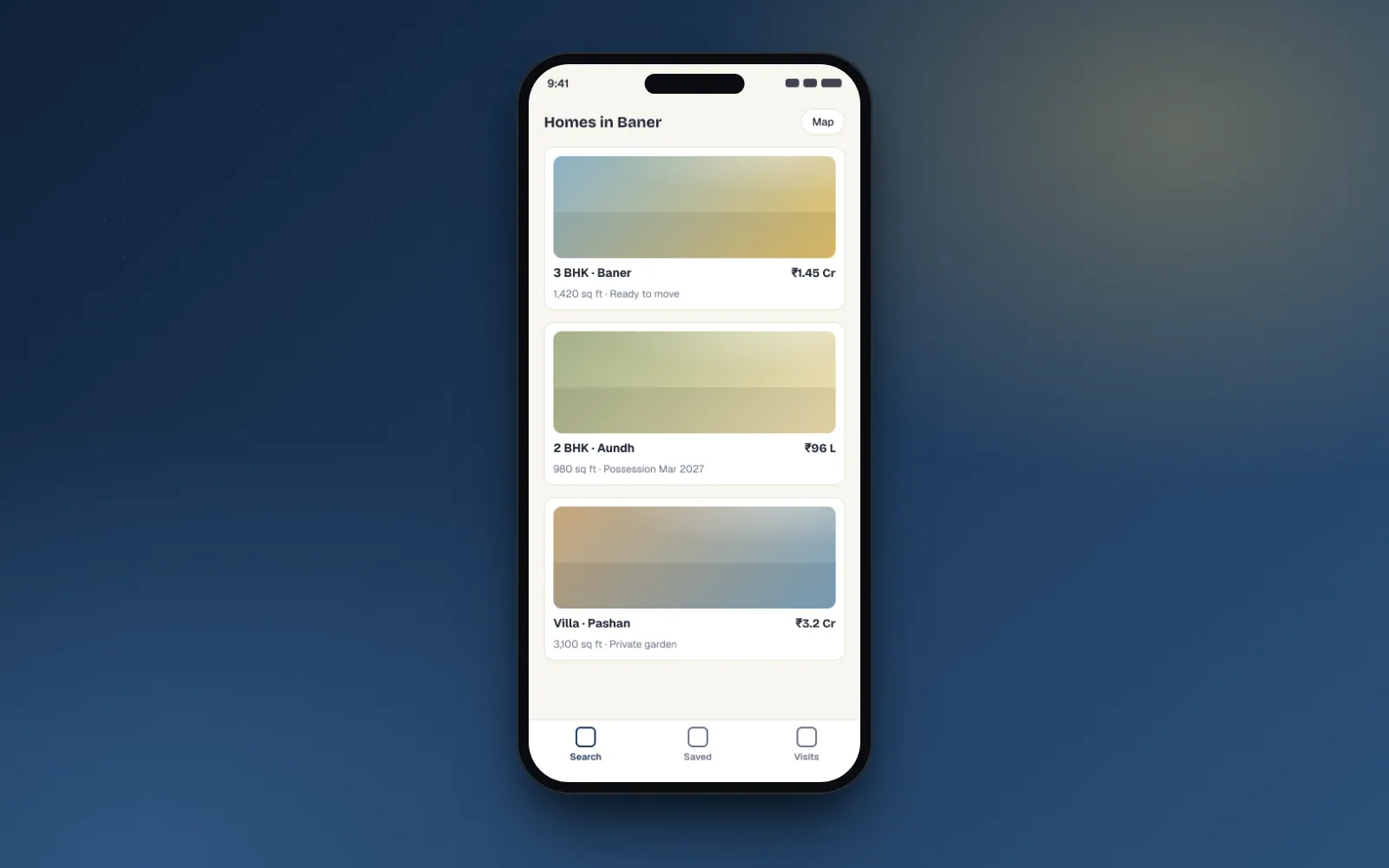 Urban Nest listings on a phone